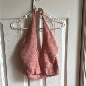 Pink Halter Knit Top